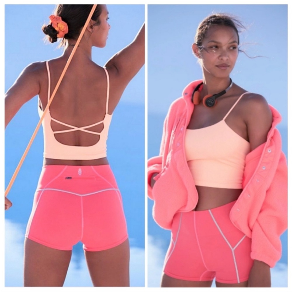 - Free People movement You're A Peach Shorty Shorts large new neon pink